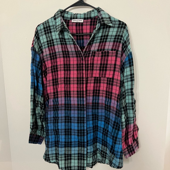 Funky Multi-Colored Flannel - Picture 2 of 3